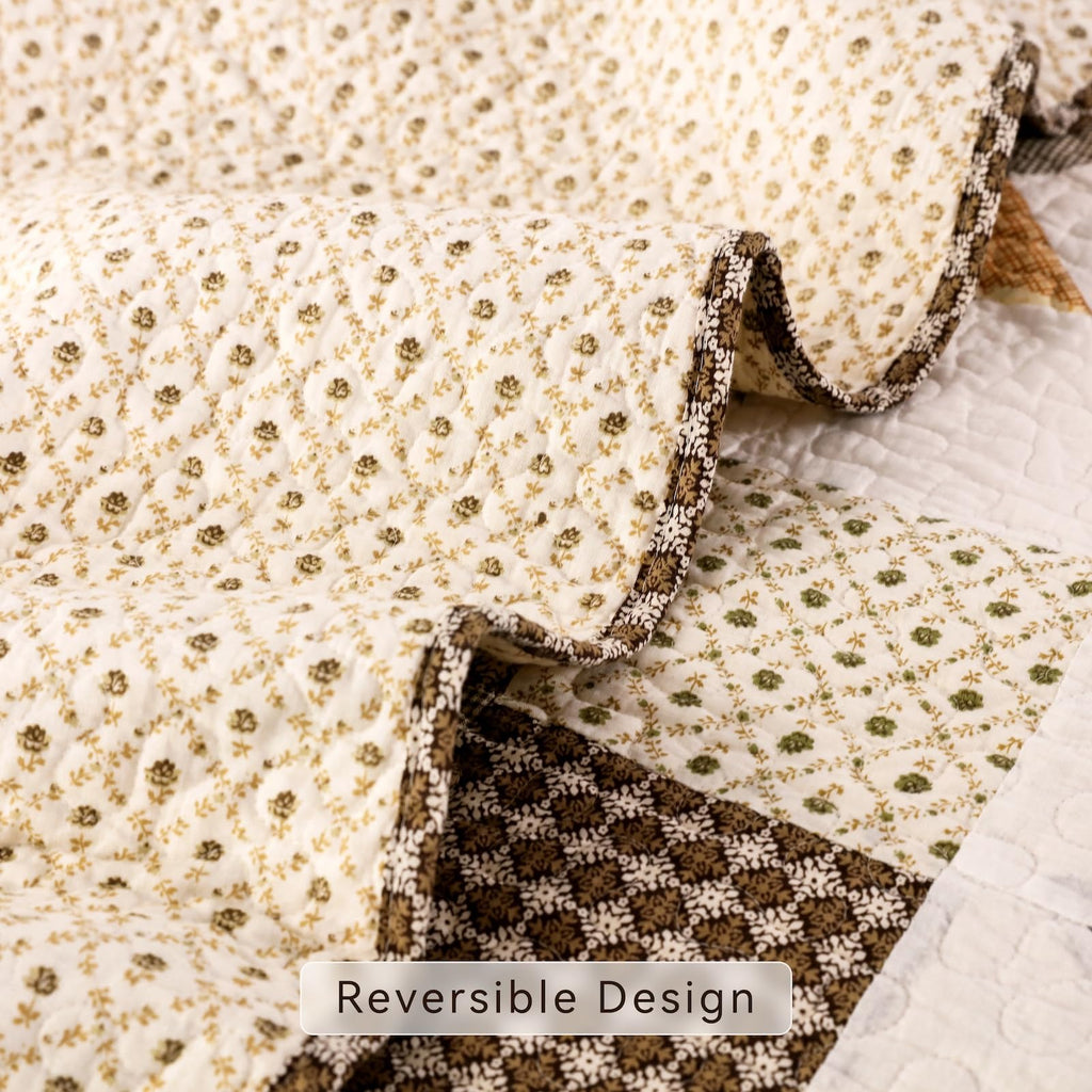 Oversized Bedspread Patchwork Quilt Set (110x118 Inch)