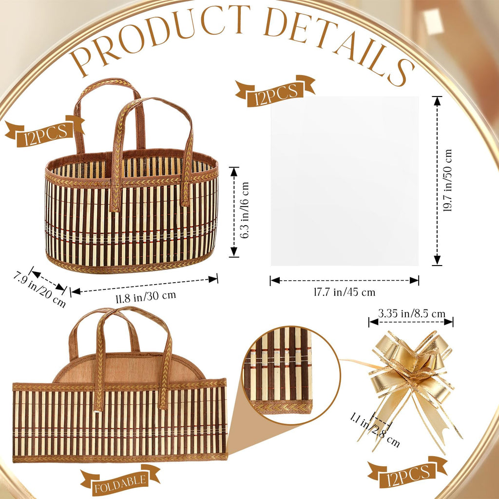 12 Set Baskets for Gifts Empty, Woven Bamboo Gift Baskets Empty