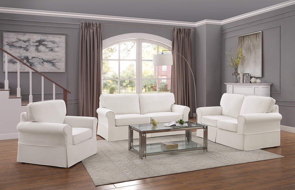 Ashton Rolled Arm Chair with Slipcover, White