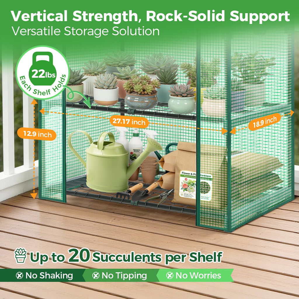 5 Tier Mini Greenhouse for Indoor Outdoor, Durable PE Cover, Seedling