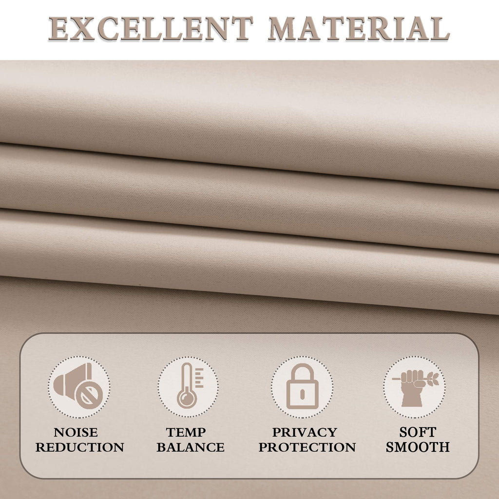 Warm Taupe Window Treatment Thermal Insulated Rod Pocket Blackout Curtains/Drapes (Rose Tan, Set of 2 Panels, 52 by 84