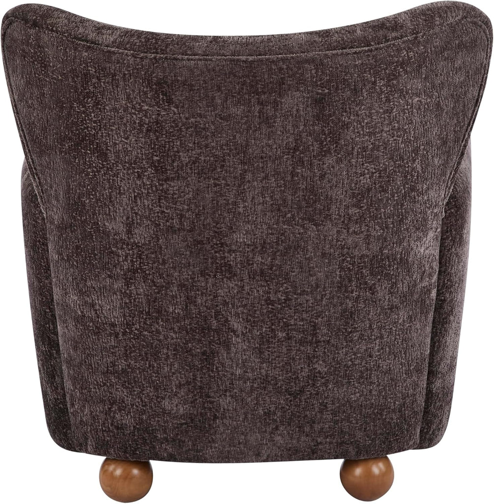 Lindy Wingback Accent Chair, Upholstered Armchair with Rounded Wooden Legs, Curved Backrest Single Sofa, Soft Cushion
