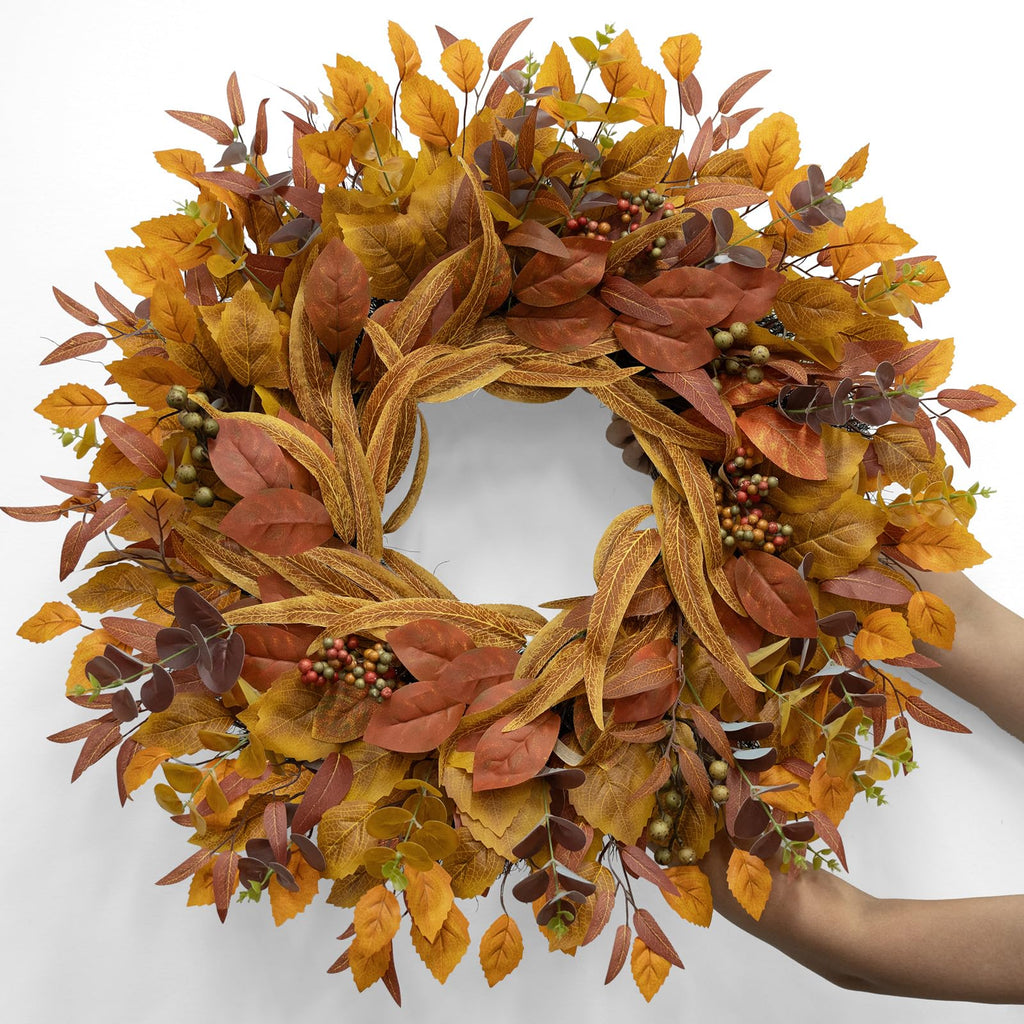 26 Inch Fall Wreaths for Front Door Eucalyptus Berry Wreath