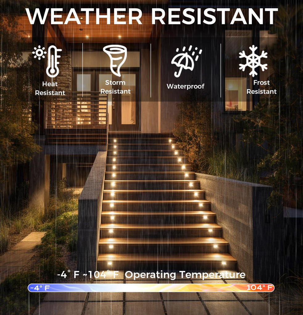 Dimmable Upgraded 3 Color 120V LED Indoor Outdoor Step Lights, 3000K/4000K/5000K 3W 100lm, Stair Light, White, 6 Pack