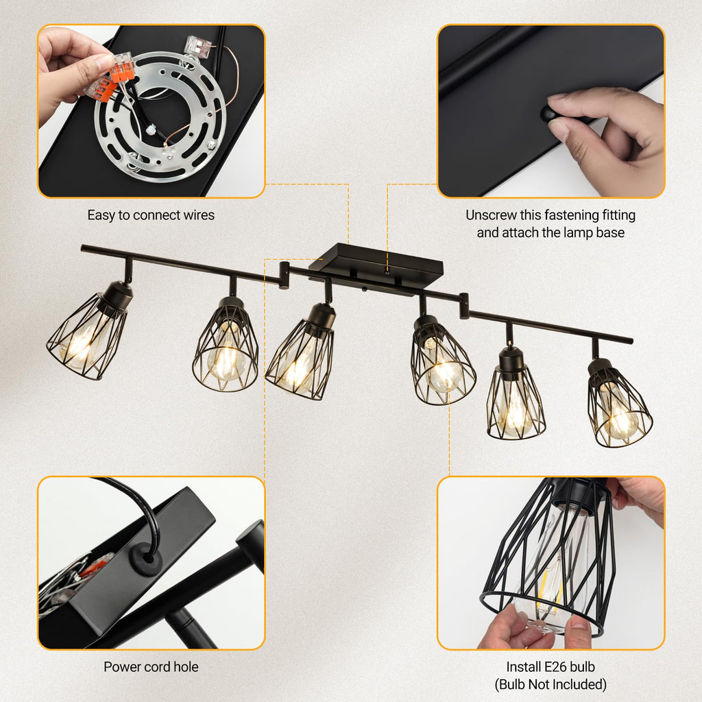 Plug in Track Lighting with Power Cord, Black (No Bulbs)