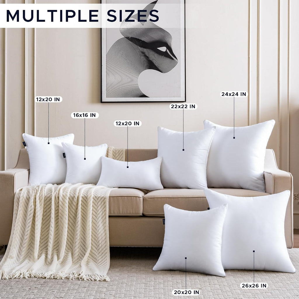 12 x 20 Pillow Insert Down Alternative Throw Pillow Inserts Small Lumbar Decorative Pillow White Rectangle - Set of 2