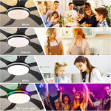 46In Black RGB Ceiling Fans with Lights - Low Profile Modern Ceiling Fan Light with Remote/APP, RGB+3CCT 6 Wind Speeds and Reversible, Indoor Outdoor Fan Light Fixture for Party, Kid's Room A101-B0DJ6M3KVD
