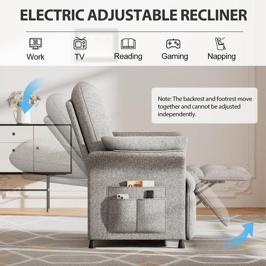 Power Recliner Chair for Adults with Heated & Massage, Adjustable Electric Reclining Chair Sofa