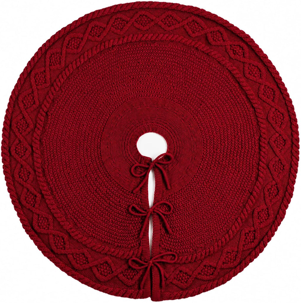 Knit Christmas Tree Skirts, Neutral Tree Skirt, Cozy Christmas Decorations
