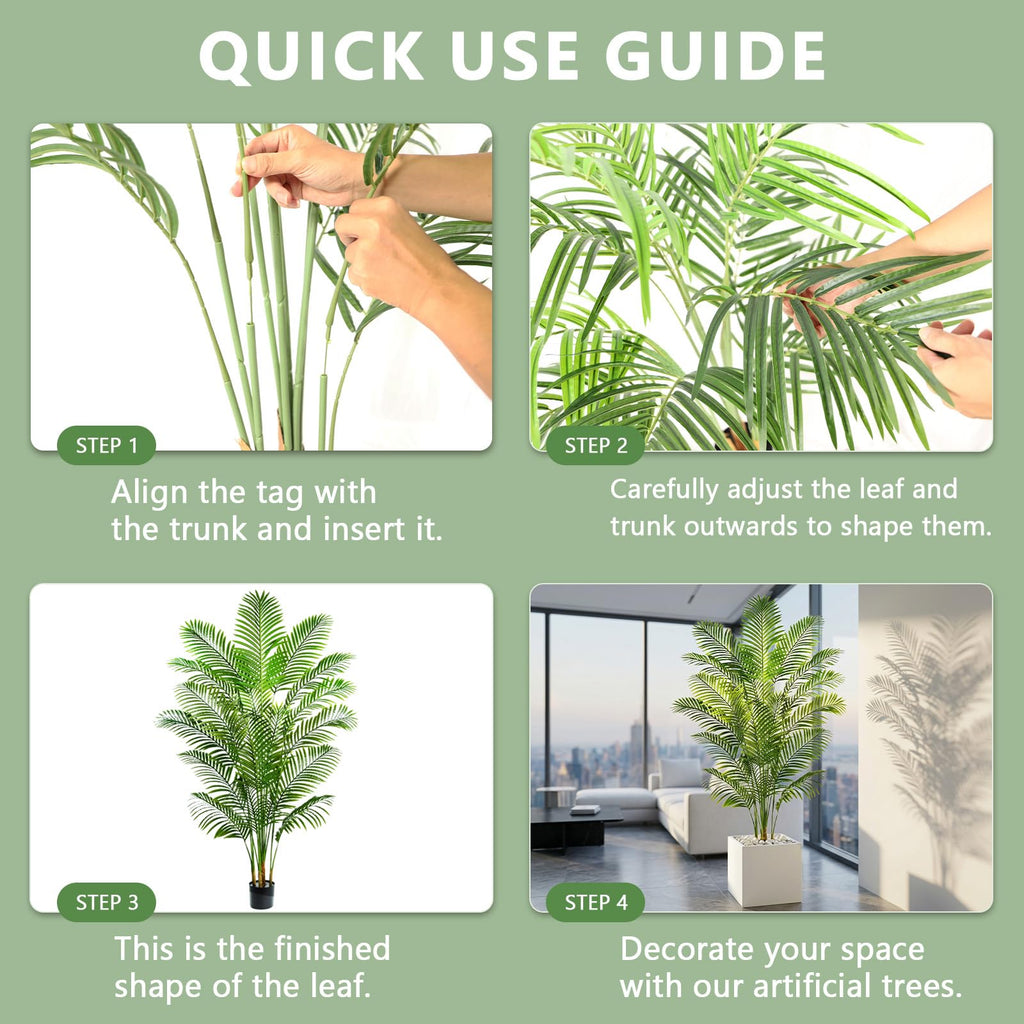 6FT Artificial Palm Tree, Realistic Tropical Fake Plants Indoor