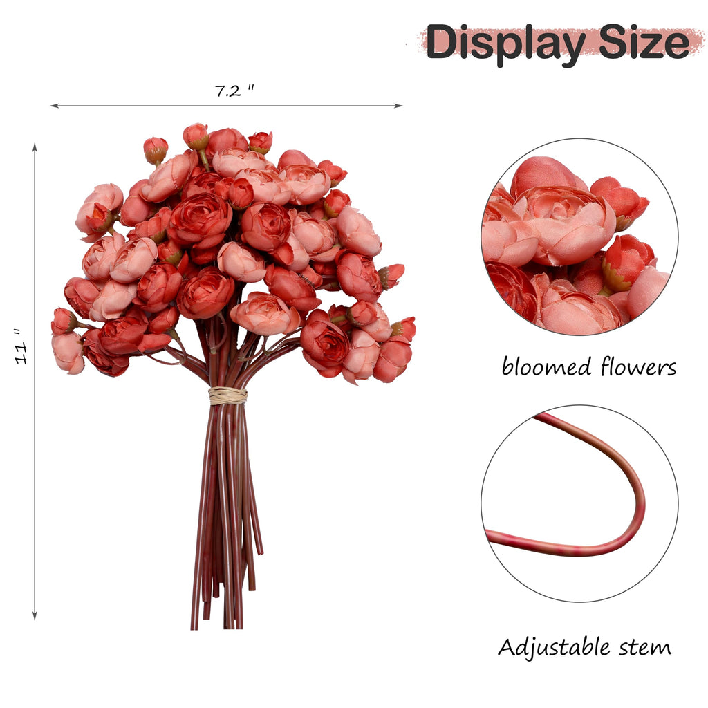 Artificial Silk Ranunculus Flowers, 18 Pcs Real Touch, Garden, Wedding, Party & Festival Decorations, DIY Flower
