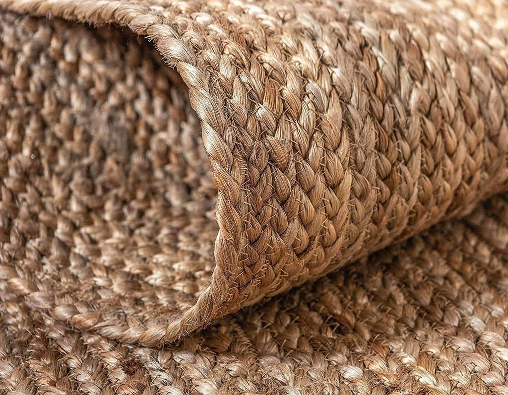 Handwoven Jute Braided Area Rug- Rustic Vintage Beige Reversible Rugs Eco Friendly Rugs Kitchen Living Room Farmhouse