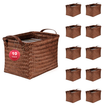 10-Pack Laundry Baskets,Wicker Storage Baskets for Shelves,Brown