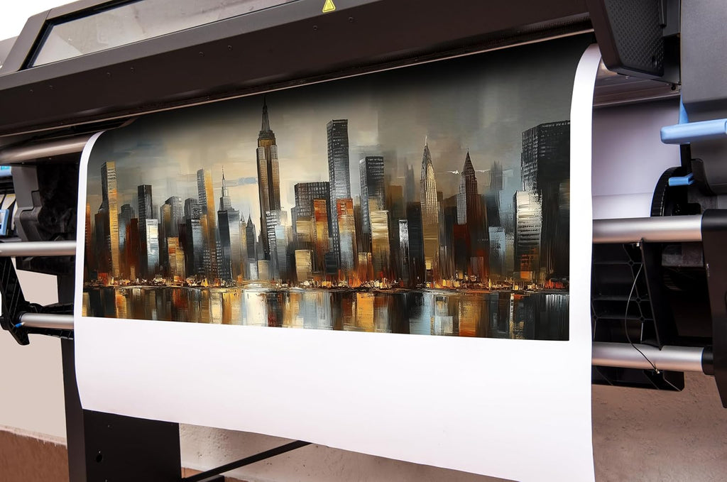 City Wall Art , Gold and Grey Wall-Decor , Modern Cityscape Poster Canvas Print, Size Inches