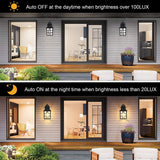 2-Pack Dusk to Dawn Outdoor Wall Lights, Sensor Exterior Light Fixtures, Porch Lights, Black Waterproof Wall Sconces