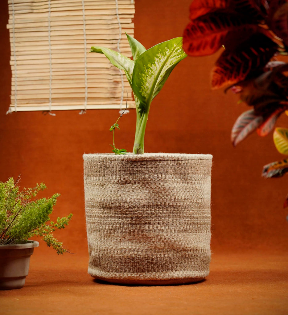 Jute Planter Basket Woven Basket for 8" Flower Pot Floor Indoor Planters, 10" x 10" Storage Organizer Basket Rustic