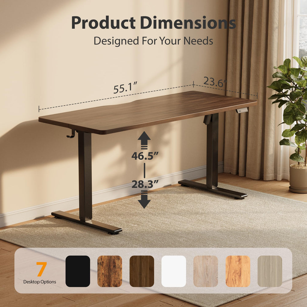 Standing Desk, 55x24 Inches Sit Stand Home Office Desk, Electric Stand up Desk, Adjustable Desk with Splice Board