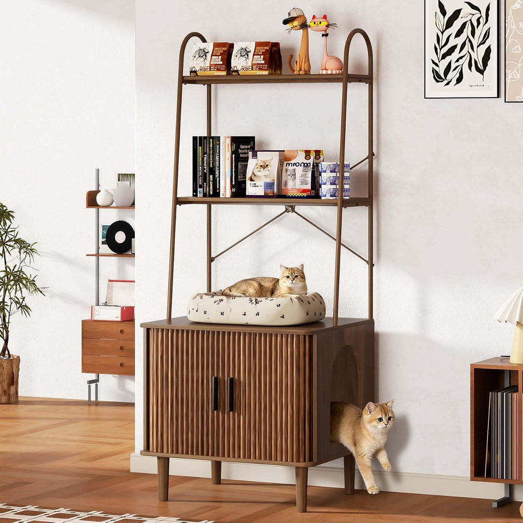 Hidden Litter Box Cabinet, Cat Litter Box Enclosure, Arched Cat Furniture