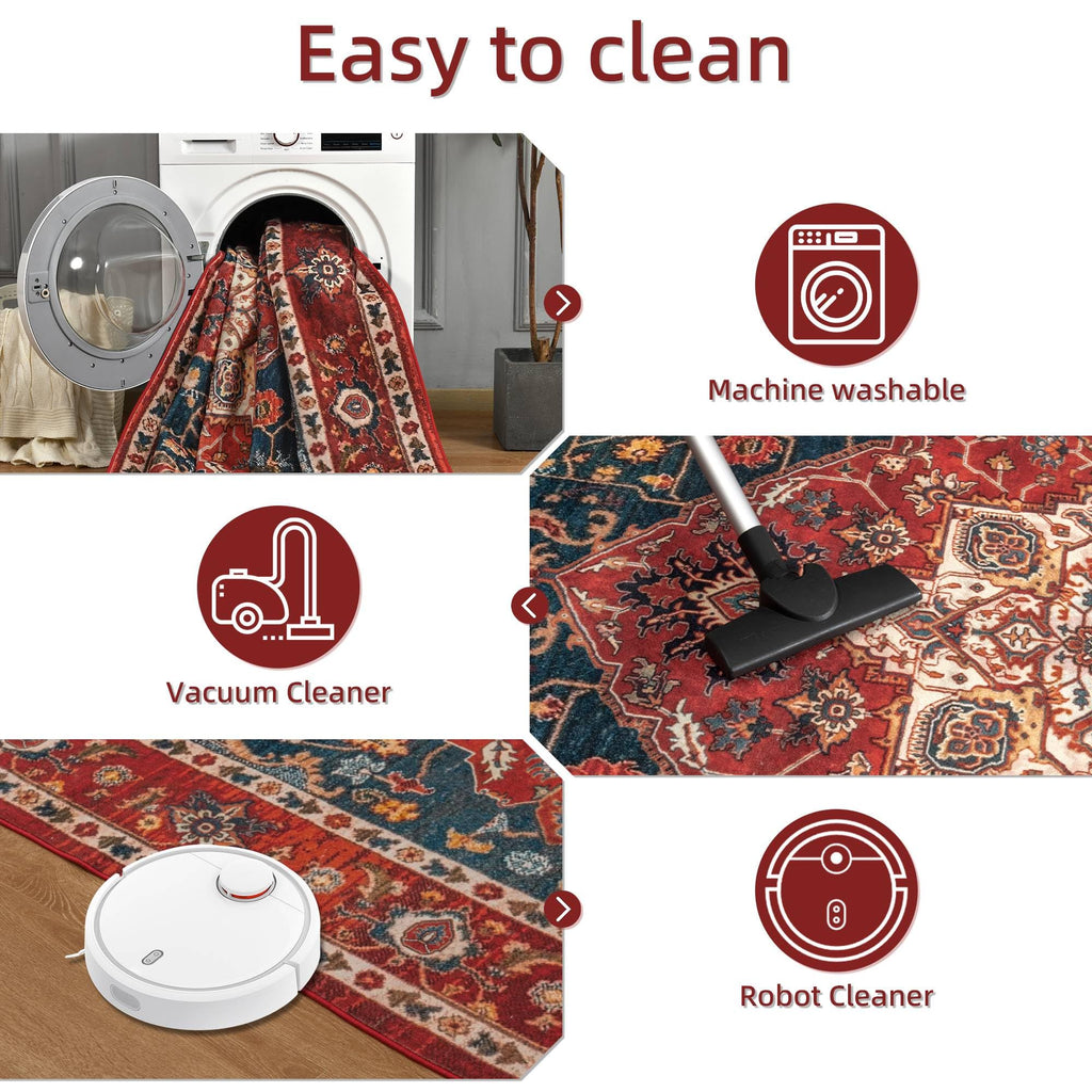2x6 Rug Runners s, Non Slip Kitchen Washable Long Runner Rugs, Soft Floral Vintage Carpet Runner Bedroom Bathroom