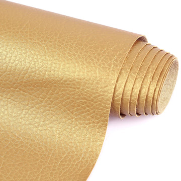 Upholstery Faux Leather Fabric, 2 Yards Gold