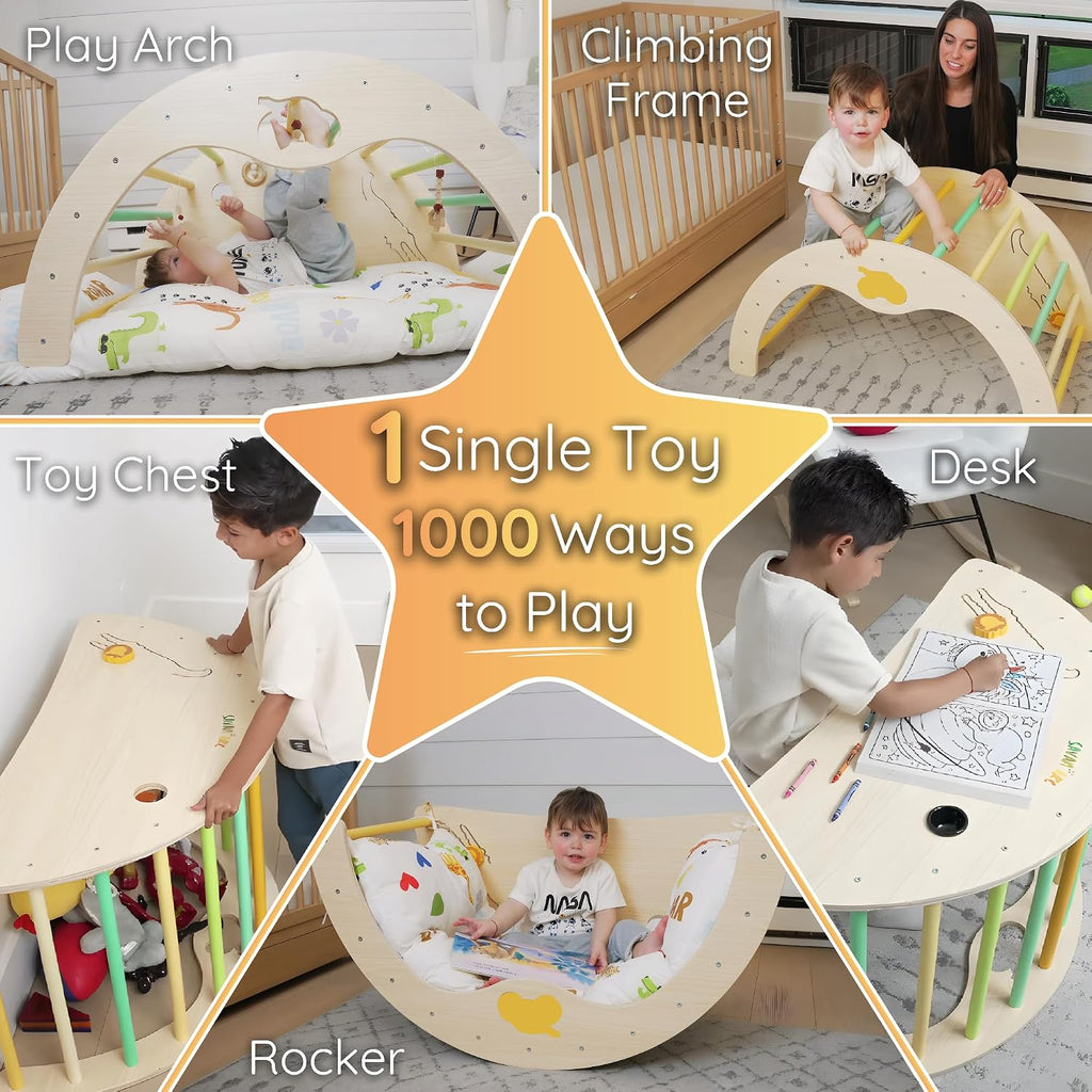 Savan'Arc Wooden Climbing Arch Cushion, in-1 Montessori Baby Toys