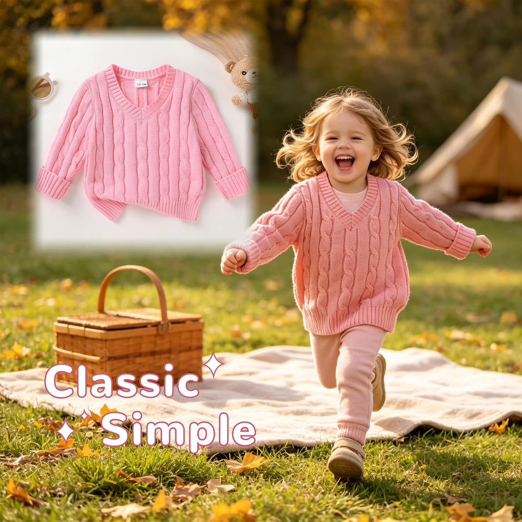 Toddler Girl Boy Sweater Baby Knit Sweaters V-neck Fall Winter Clothes