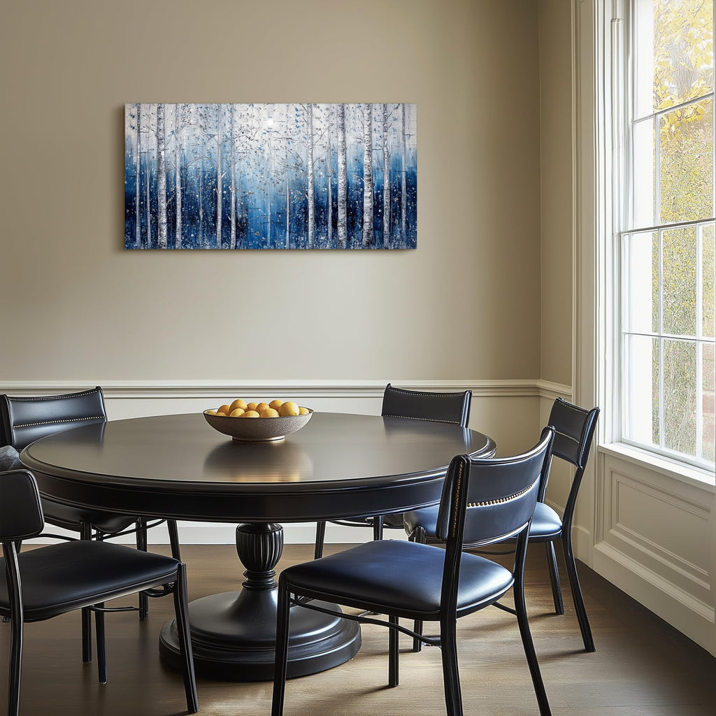 Birch Tree Landscape Wall Art, Abstract Forest Wall Decor 20"X40"