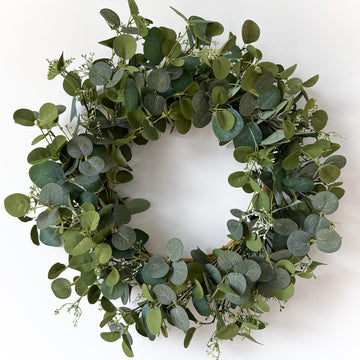 Eucalyptus Wreaths for Front Door 22", Handmade Green Leaves Wreath for Summer, Spring and All Seasons, Greenery