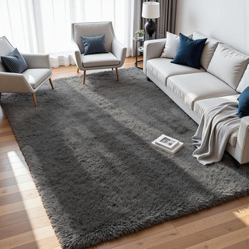 8x10 Area Rugs for Living Room: Ultra Soft Fluffy Shag Grey Rugs