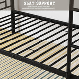 Twin Triple Bunk Bed for 3, bunk Bed for 3 Person, 3 bunk beds for Kids/Adults/Teenagers, Black Split into 3beds
