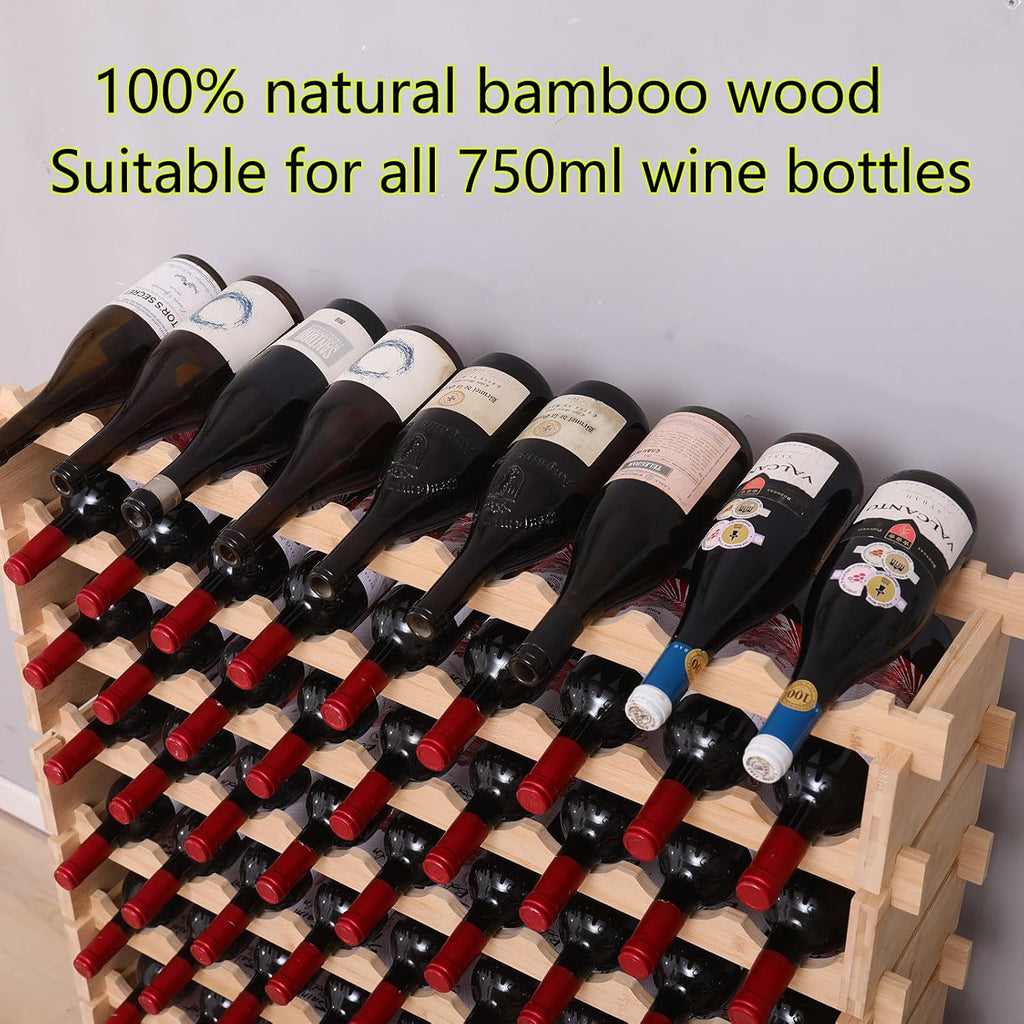 72 Bottle Stackable Storage Modular Wine Rack Cabinet Bamboo freestanding Floor Wine Holder Display Shelves