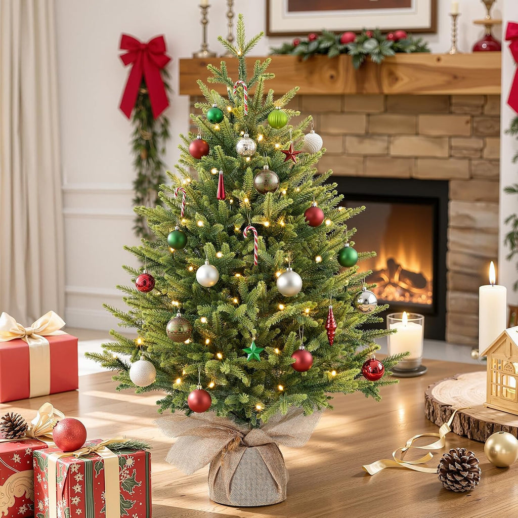 3ft Prelit Artificial Mini Christmas Tree for Tabletop Desk Decor