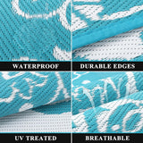 Waterproof Outdoor Rug 9x12, Reversible Plastic Straw Patio Camping Rug, Indoor Outdoor RV Mat Carpe