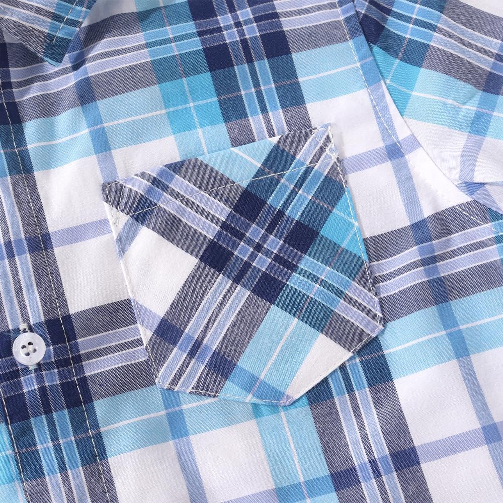 Boys' Short Sleeve Button Down Shirts Casual Woven Plaid