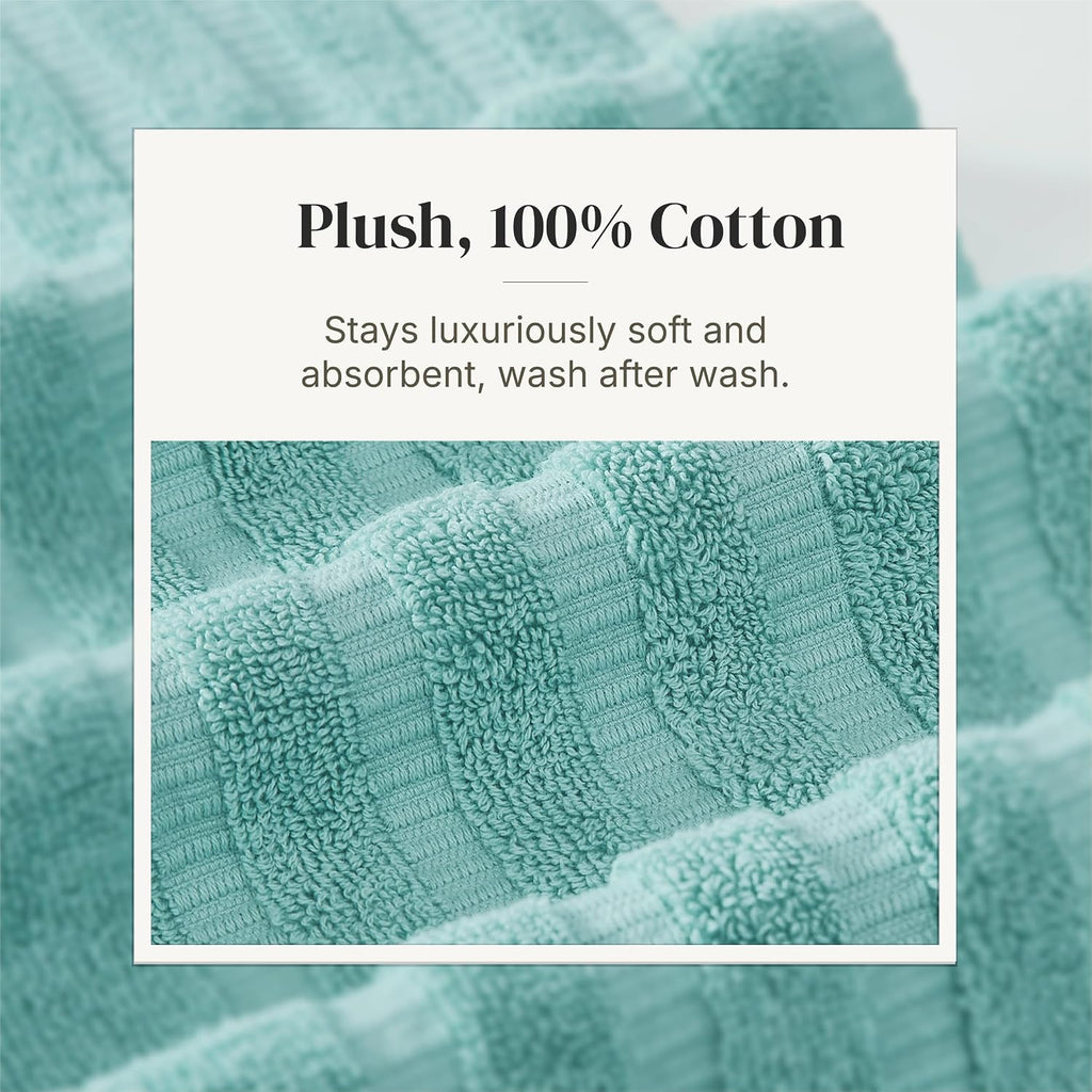 6 Piece Bath Towel Set - Bathroom Set with 2 Bath Towels, 2 Hand Towels, and 2 Wash Cloths - 100% Cotton, Super