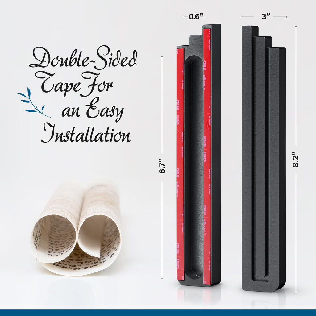 Mezuzah Case - Shin-Shaped Black Aluminum, Fits 6-Inch Scroll