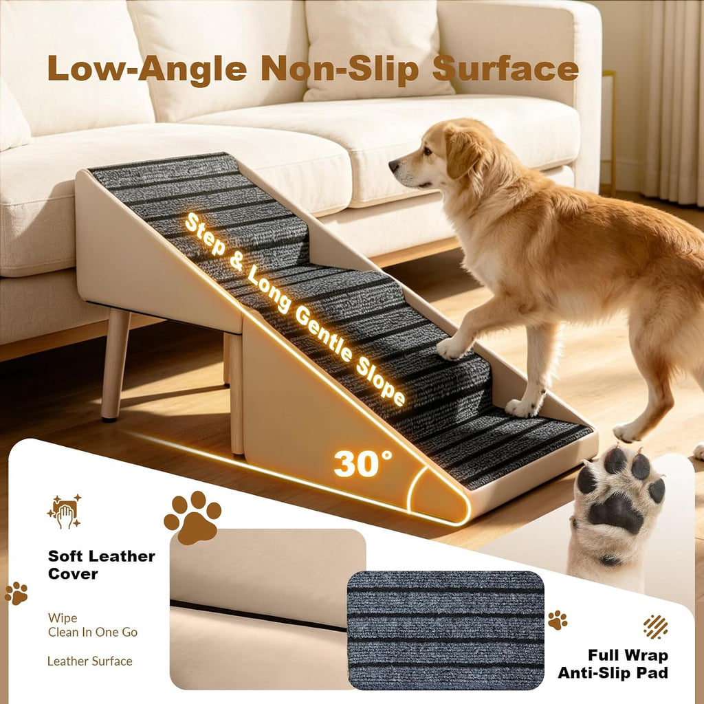 Foldable Dog Stairs & Dog Ramp for Couch, Non-Slip Wooden Pet Steps