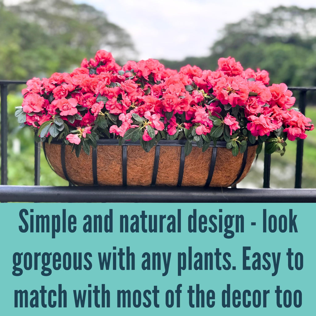 LaLaGreen Deck Railing Planter Boxes - 30 Inch, 4 Pack Wall Planters for Outdoor Plants, Window Flower Boxes Deck