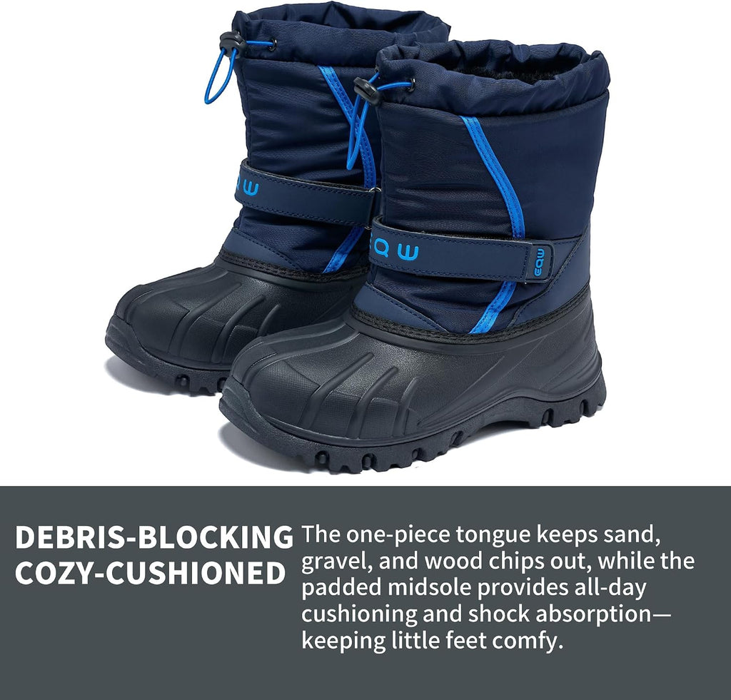 Kids Snow Boots Waterproof Winter Boots for Boys & Girls Slip-on Warm Fur Lined Non-Slip Insulated Ankle Shoes