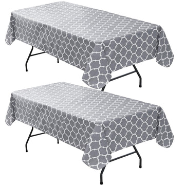 Vinyl Tablecloth with Flannel Backing 2 Pcs 60x84 in Moroccan Grey