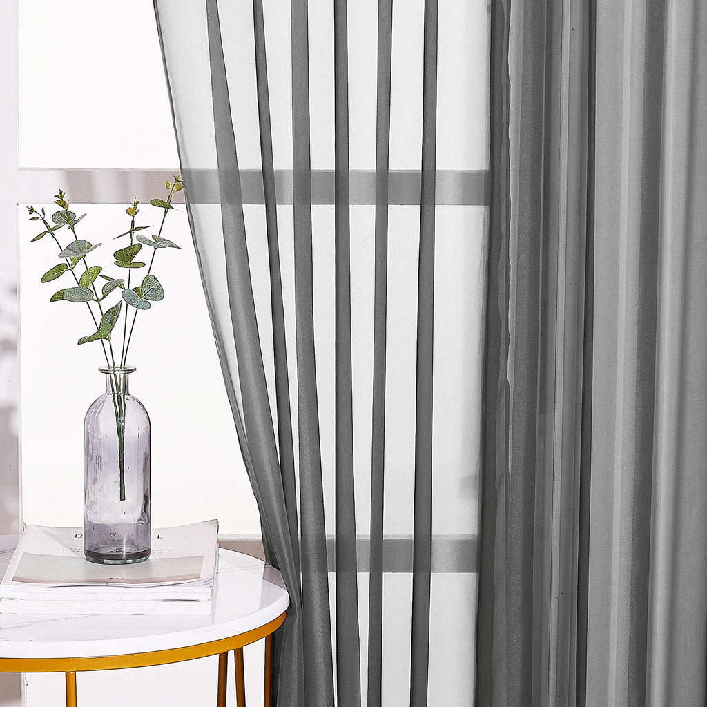 Sheer Curtains 120" Extra Long Voile Texture, Grommet Top Soft Voile Texture Window Draperies Lightweight & Airy