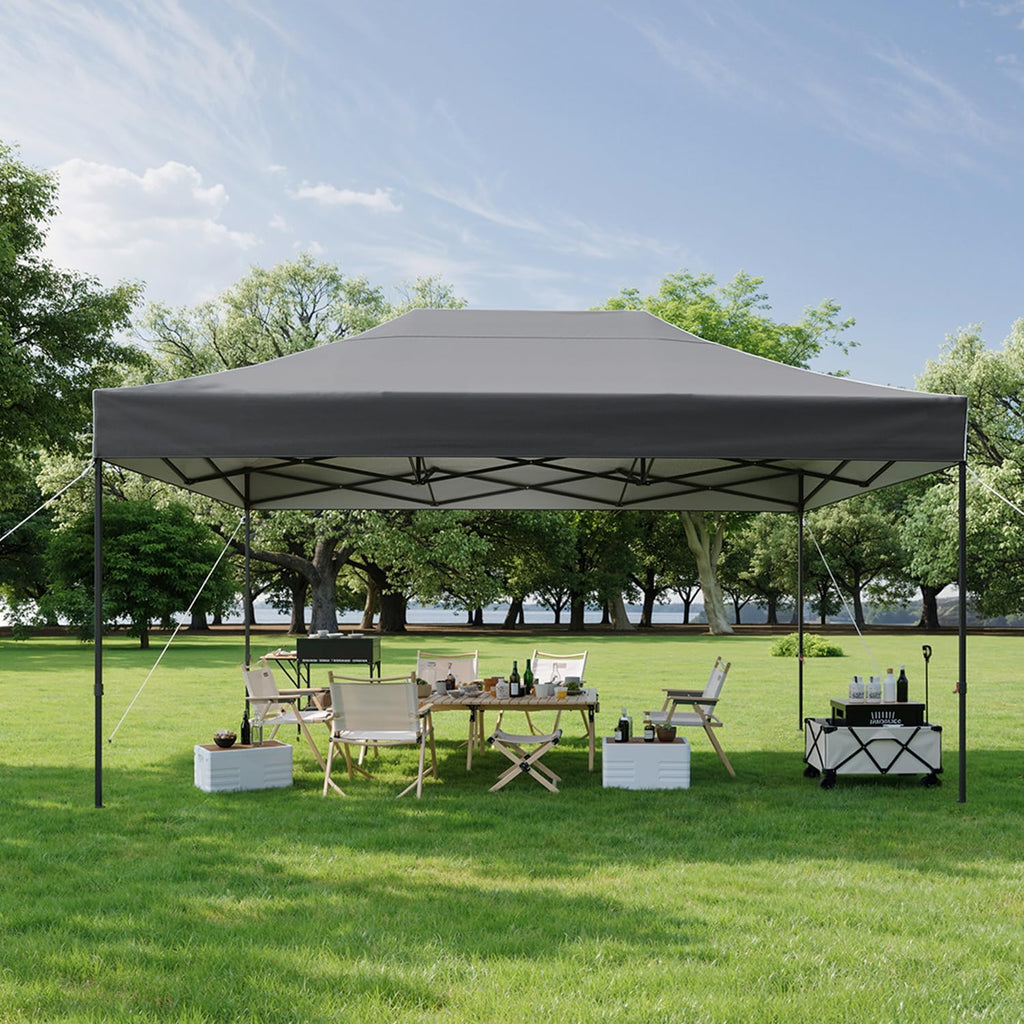 10x15 Pop Up Canopy, Outdoor Canopy Tent with Roller Bag, Gray