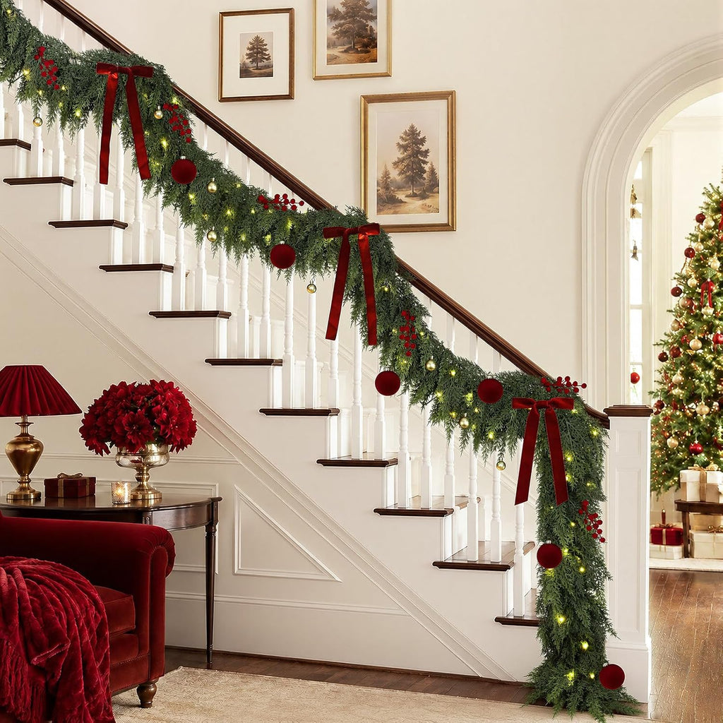 With Lights Ornaments Realistic Preit Cedar Garland