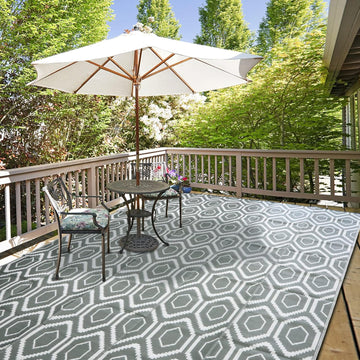 Outdoor Rug, Plastic Woven Patio Mat, Waterproof RV Camping Rug