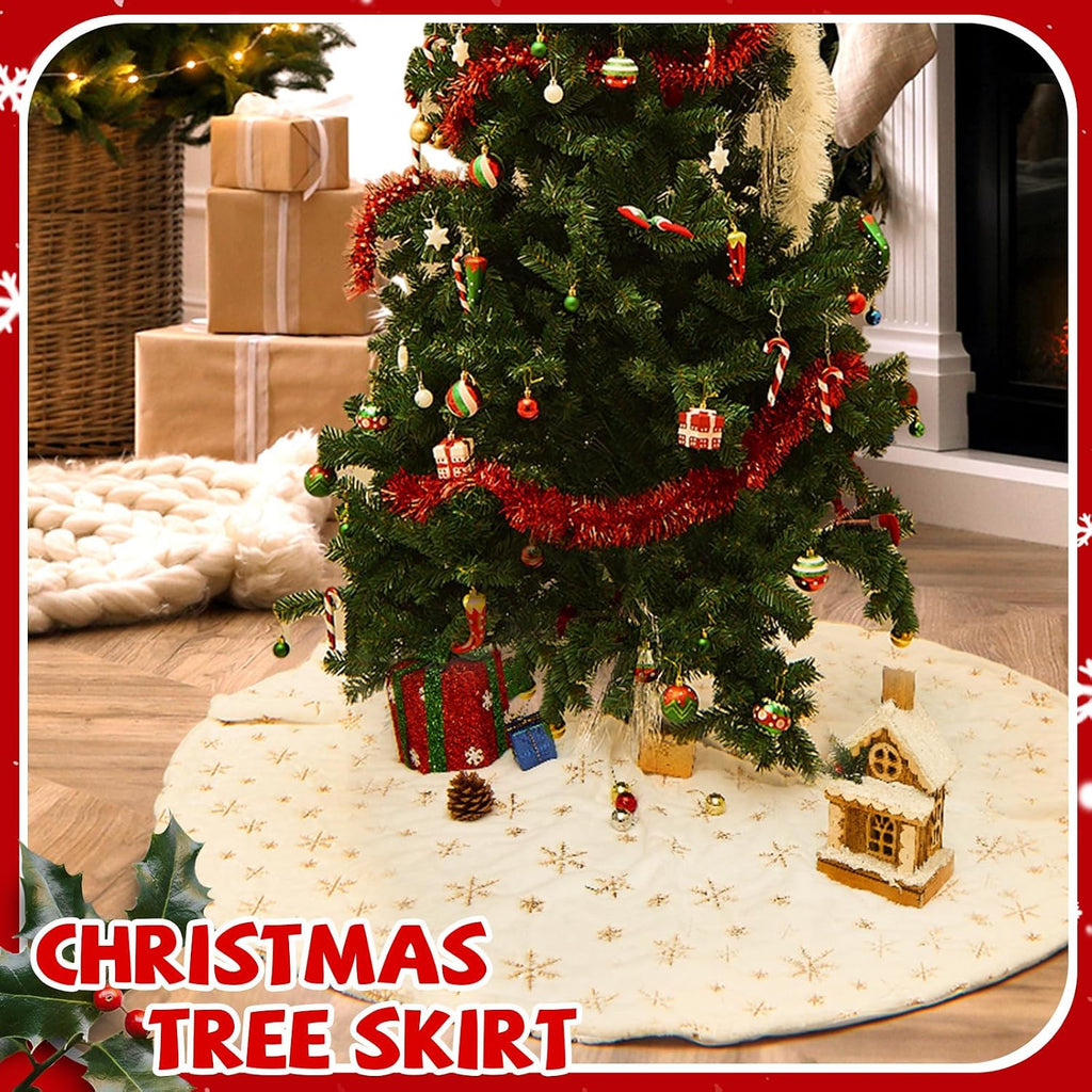 Christmas Tree Skirt, 72 Inches Large White Xmas Tree Skirt Cover