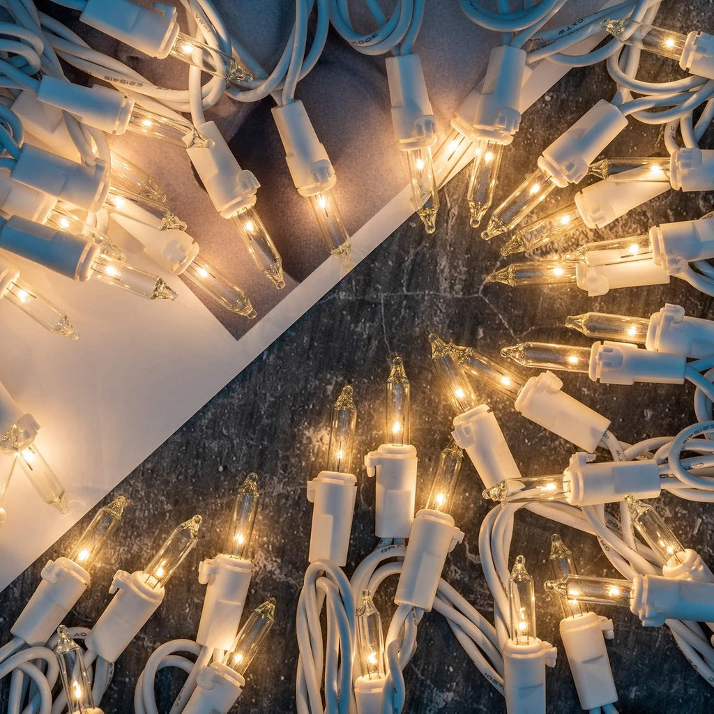 200 Clear Christmas String Lights, 2-Set 33 ft 100 ct White Wire