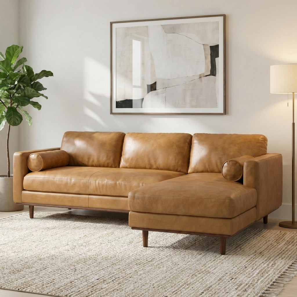 Morrison 102" Full-Grain Leather Right-Facing Sectional Sofa