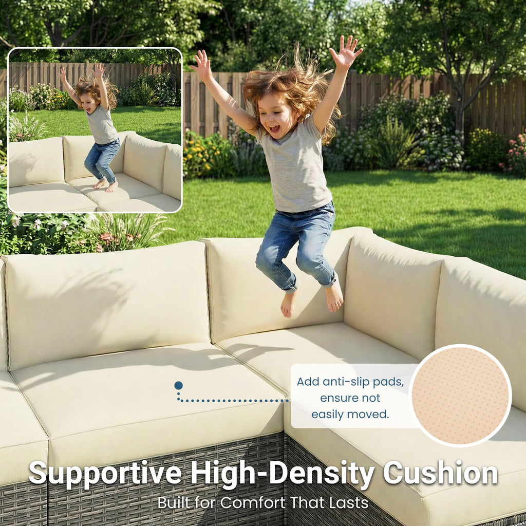 7 Pieces Wicker Patio Furniture Set - Outdoor Sectional for All Weather