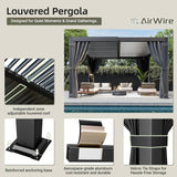 10x12 FT Louvered Pergola, Aluminum Outdoor Pergolas with Ad - Image 6