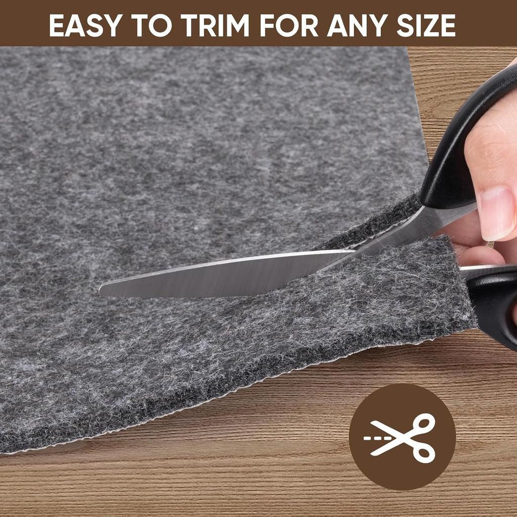 Felt Non Slip Rug Pads, Extra Large 1/4" Thick Felt and Rubber Backing, Shock Absorbing Carpet Pad for All Carpets